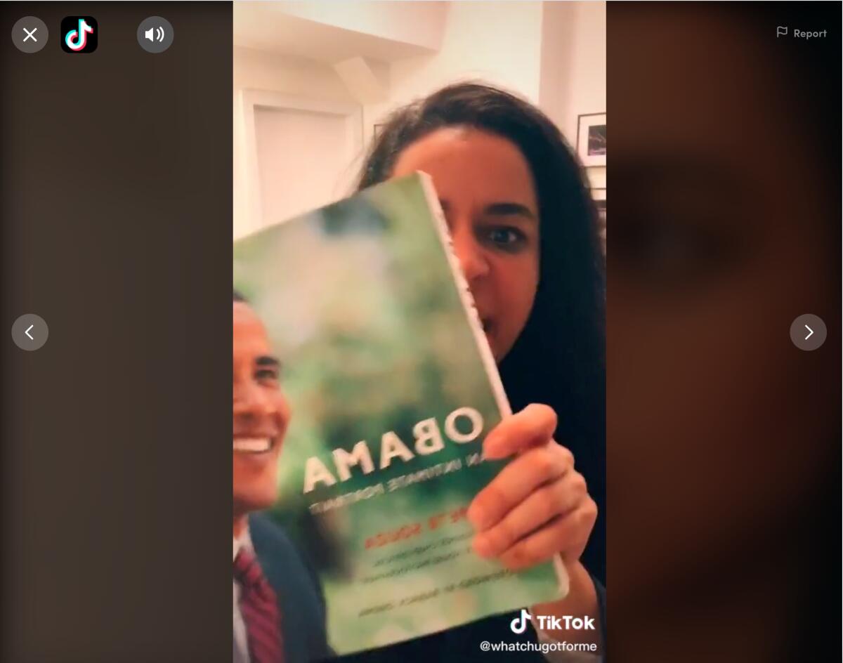 Sarah Cooper performs her impersonation of President Trump in a video posted to her TikTok account whatchugotforme. 