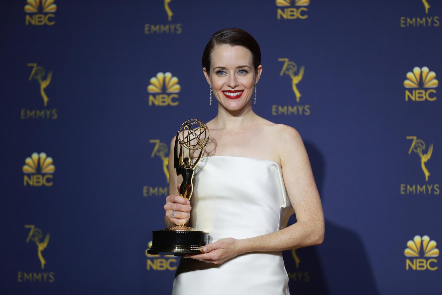 Claire Foy won lead actress in a drama series for "The Crown."