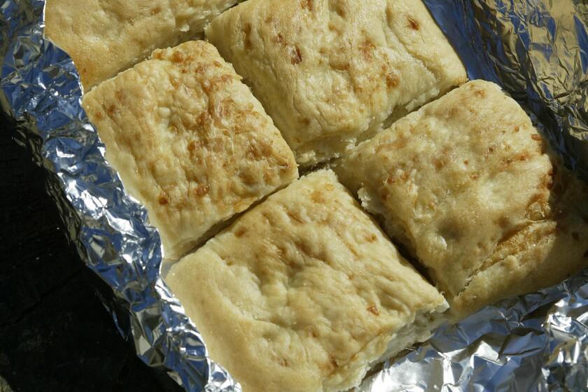 Digital Image taken on Wednesday, 8/17/2005, Burbank, CA - Photo by Ricardo DeAratanha/Los Angeles Times -- Focaccia bread to illustrate a day hiker food story.