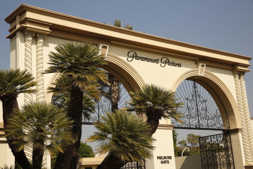 LOS ANGELES, CA - OCTOBER 19: The Melrose Gate of Paramount Pictures Studio located at 5555 Melrose Ave in Hollywood. A sexual assault suspect who was arrested on the Paramount lot early Monday after a 90-minute standoff with police has been identified as Bryan Gudiel Barrios. Fullerton Police Cpl. Billy Phu said that Barrios, 36, is currently hospitalized with non-lethal, self-inflicted knife wounds. Hollywood on Monday, Oct. 19, 2020 in Los Angeles, CA. (Al Seib / Los Angeles Times