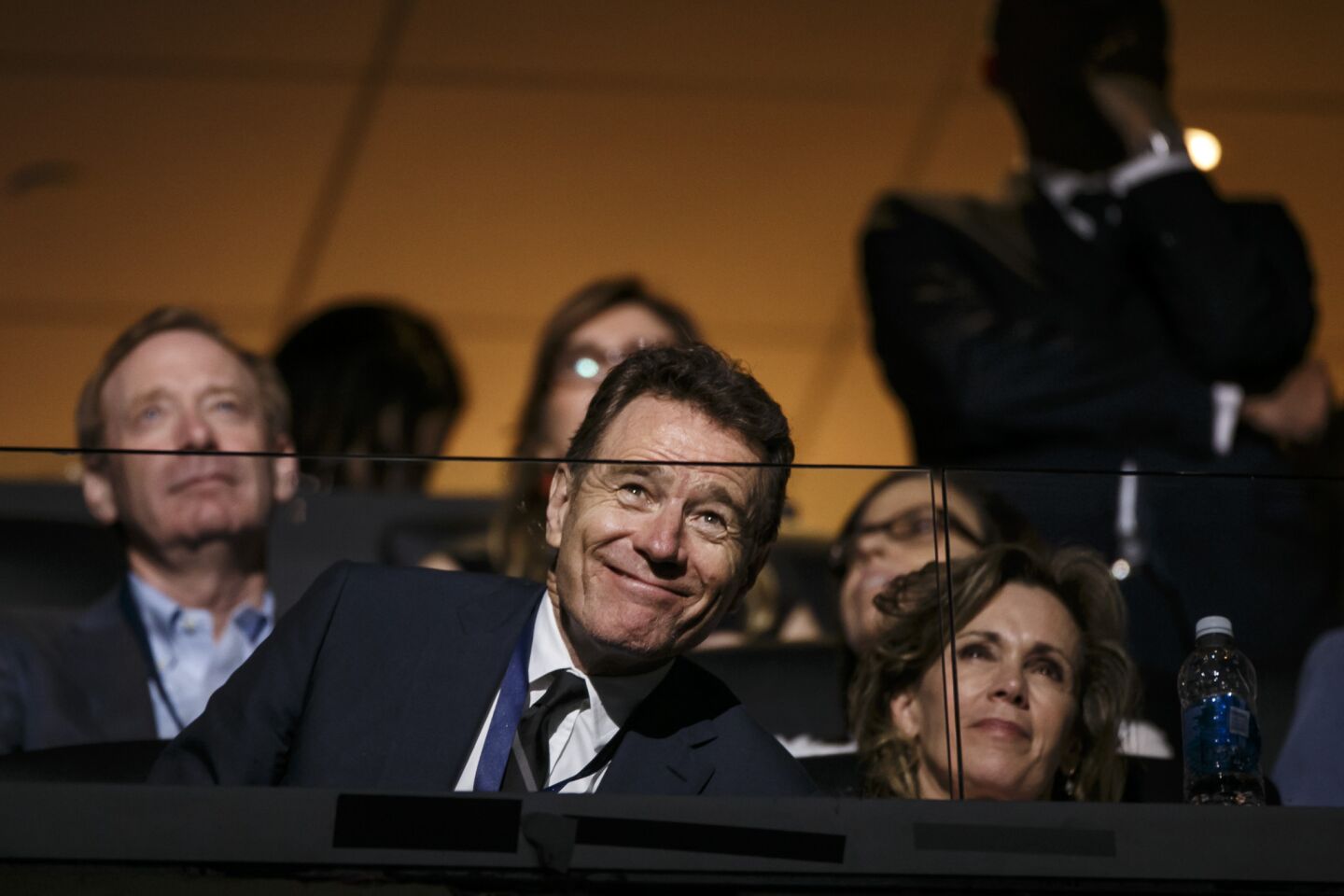 Actor Bryan Cranston watching the 2016 Democratic National Convention in Philadelphia.