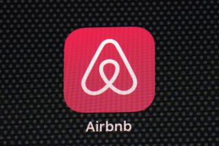 The Airbnb app icon is displayed on an iPad screen in Washington, D.C., on May 8, 2021. 