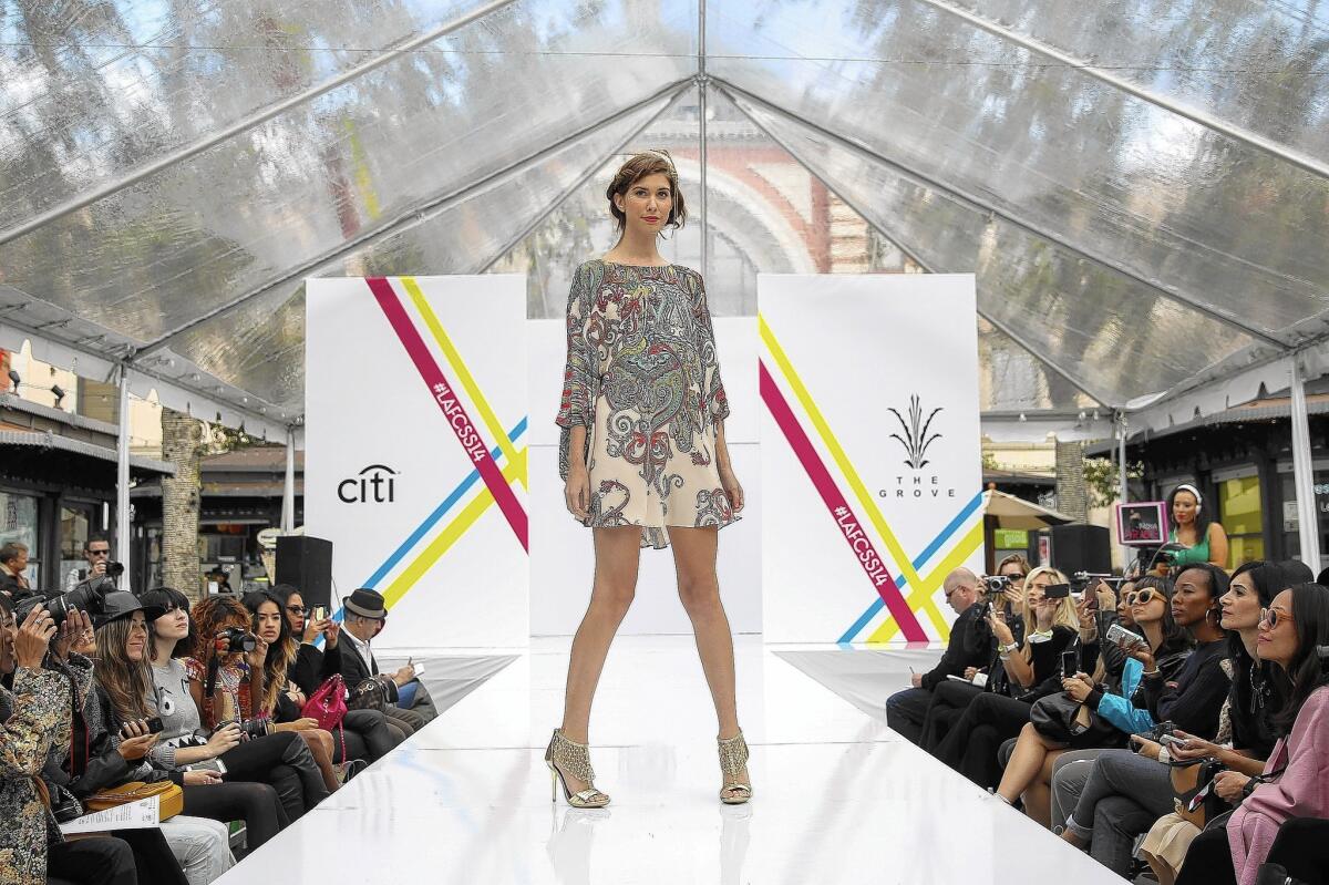 Odylyne will participate in Los Angeles Fashion Council's two-day slate of runway shows Wednesday and Thursday at the former L.A. Mart building downtown. (Pictured: Odylyne's L.A. Fashion Week show last October at the Grove.)