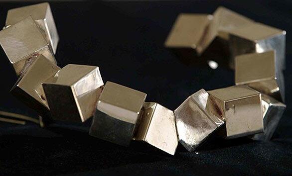 Tom Binns' Cube Collar, made of sterling silver.