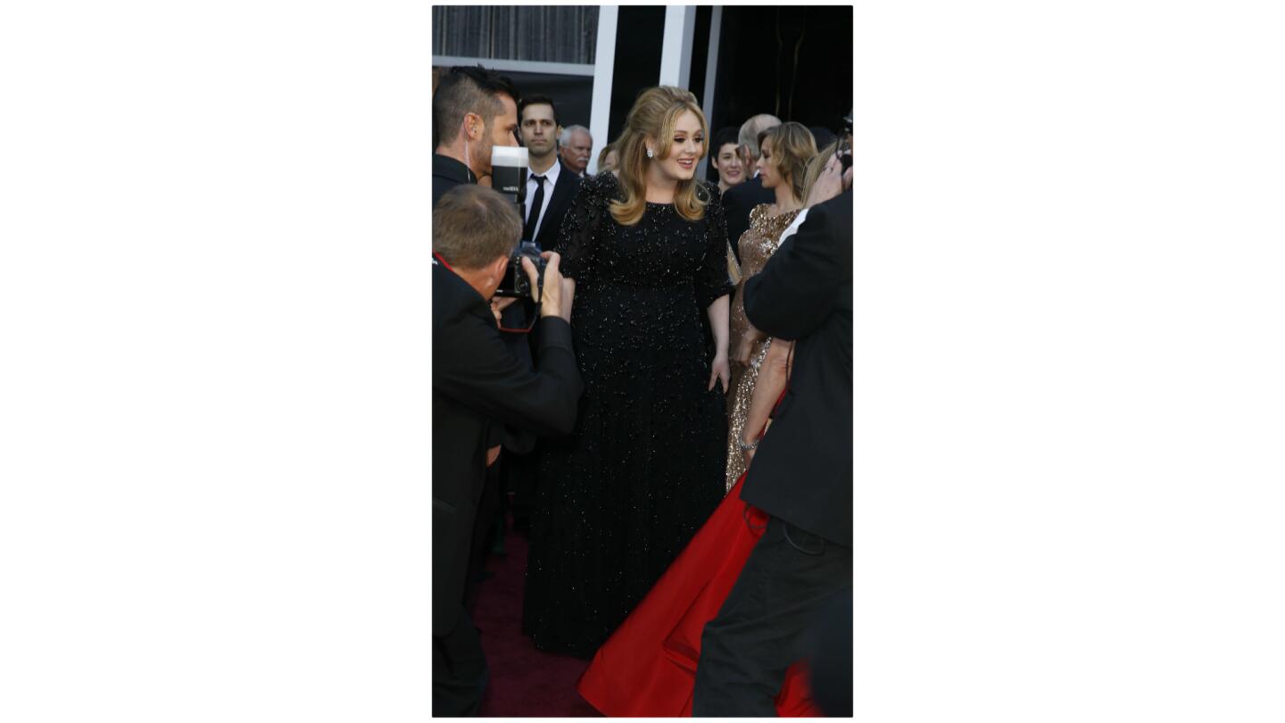 Singer Adele arriving for the 85th Annual Academy Awards on Sunday, February 24, 2013 at the Dolby Theatre at Hollywood & Highland Center in Los Angeles, CA.