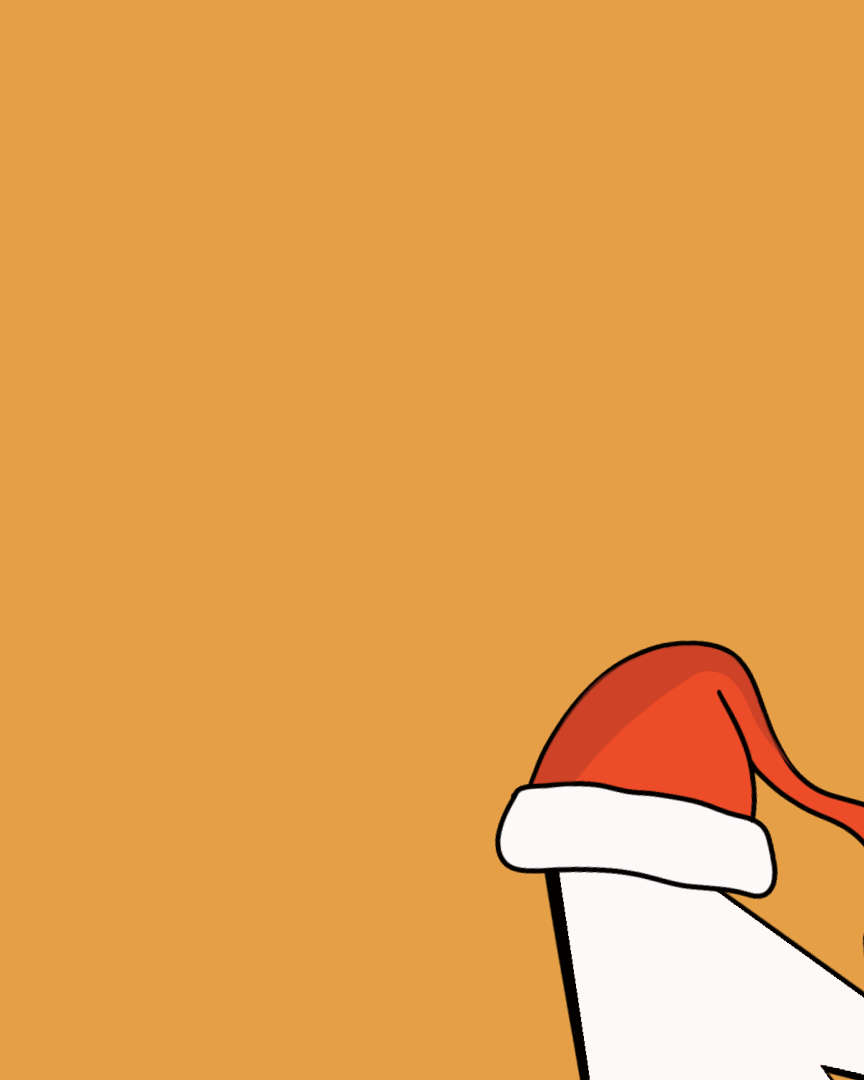 An illustration of an arrow with a Santa hat