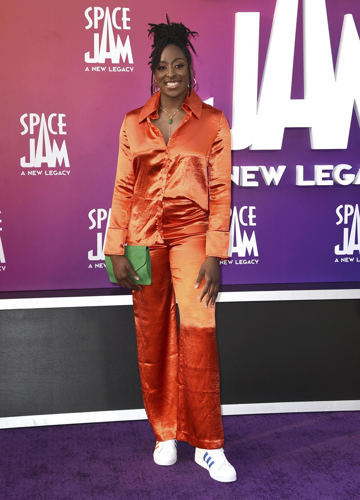 WNBA basketball player Nneka Ogwumike, of the Los Angeles Sparks, arrives at the world premiere of "Space Jam: A New Legacy" on Monday, July 12, 2021, at Regal L.A. Live in Los Angeles. (Photo by Jordan Strauss/Invision/AP)