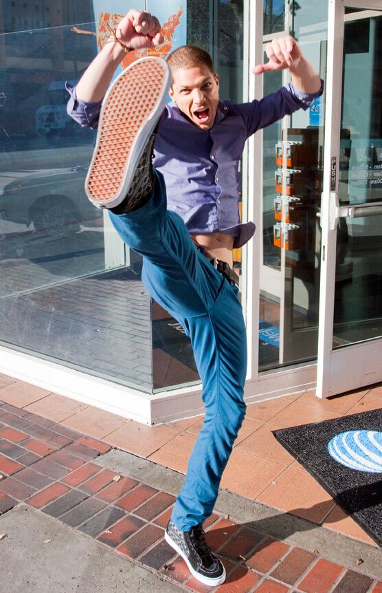 "Skater" and "artsy" Steve Vanda, 22, of Venice wearing H&M skinny jeans, Vans and Armani.