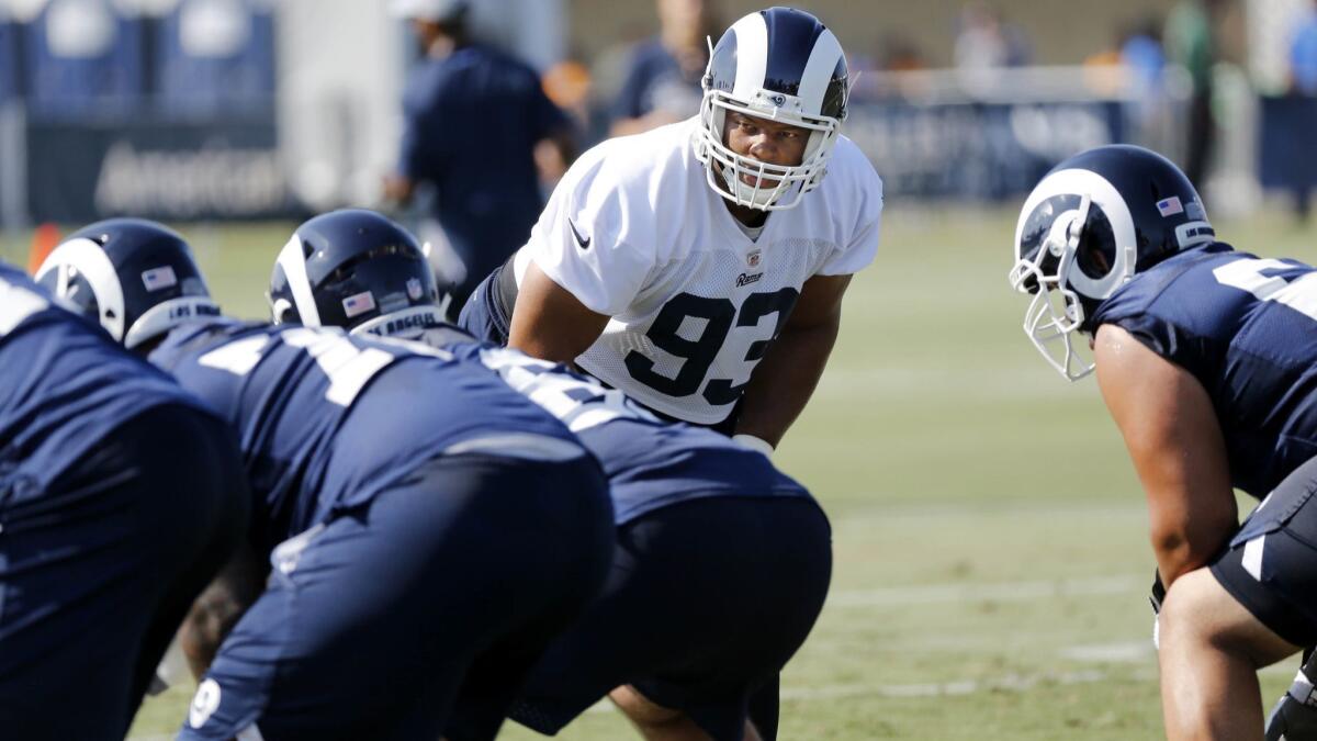 Defensive tackle Ndamukong Suh (93) at the Rams training camp.
