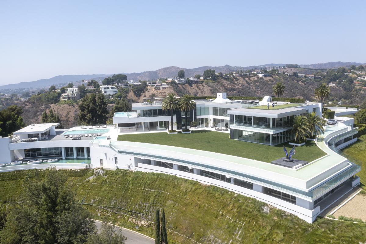 An aerial view of 'The One,' a Bel-Air mega-mansion.