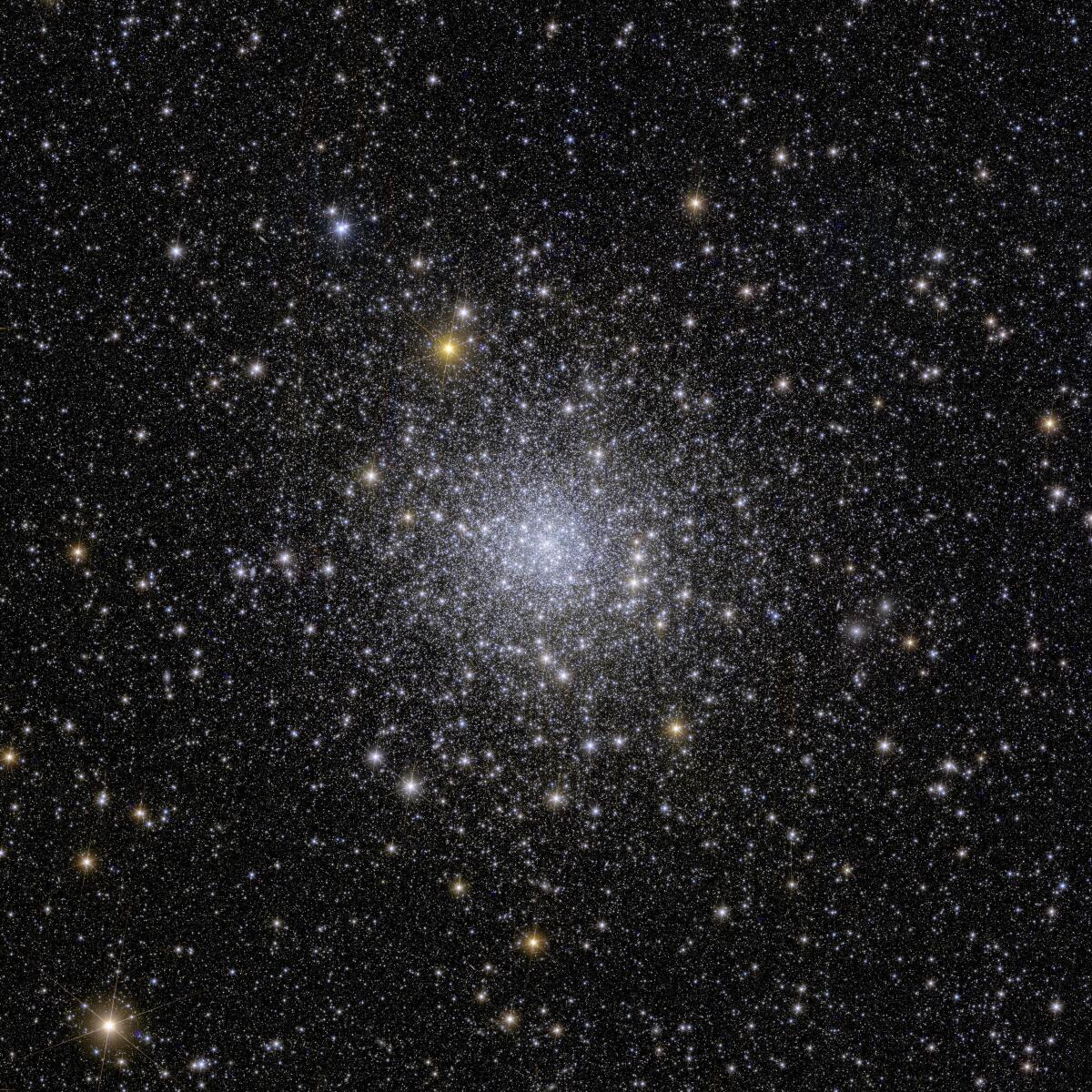 This image provided by the European Space Agency shows Euclid’s view of on a globular cluster called NGC 6397. 