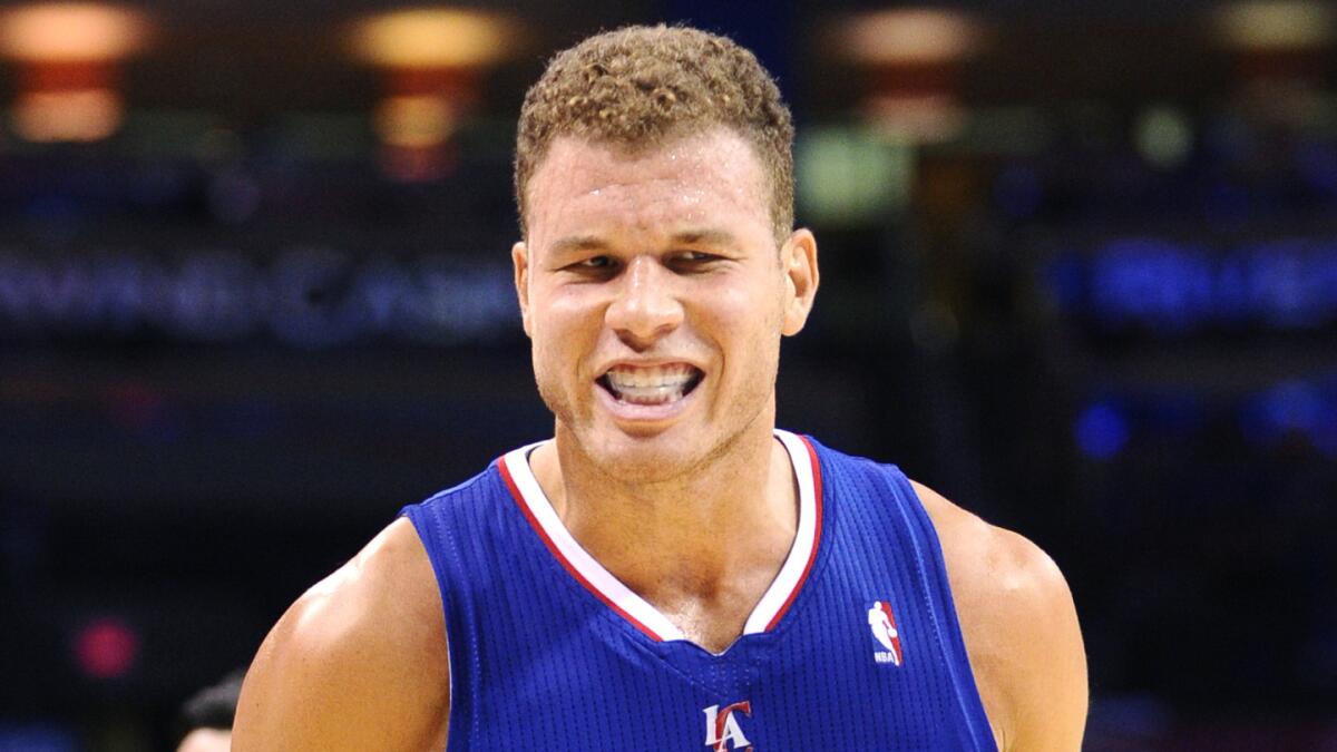 Clippers power forward Blake Griffin reacts after being called for a foul during Game 1 of the NBA Western Conference semifinals against the Oklahoma City Thunder on May 5.