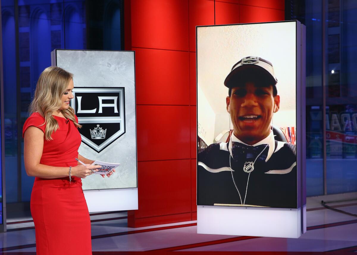  Jamie Hersch of the NHL Network interviews Kings draft pick Quinton Byfield 