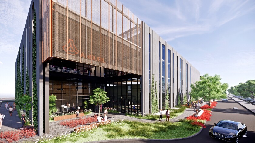 A rendering of the exterior of Anduril's new headquarters