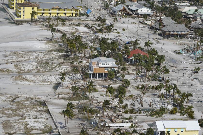 Area where homes once stood is seen in the aftermath of Hurricane Ian, Thursday, Sept. 29, 2022, in Fort Myers Beach, Fla. (AP Photo/Wilfredo Lee)