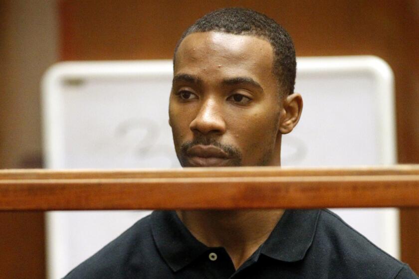 Former Lakers guard Javaris Crittenton appears in Los Angeles County Superior Court during an extradition hearing in August 2011.