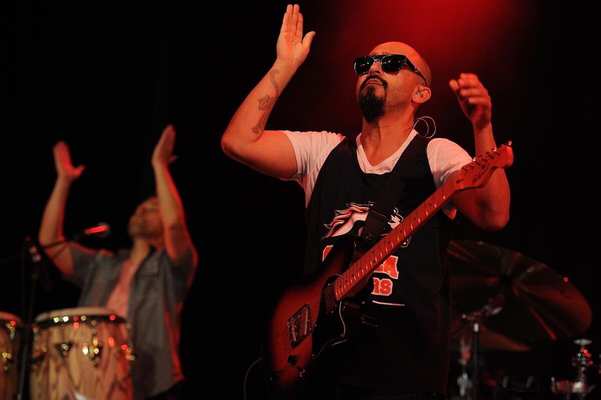 East L.A.'s Ozomatli, shown during an April performance in Australia, will be part of the series of free summer concerts at the Levitt Pavilions in Los Angeles and Pasadena.