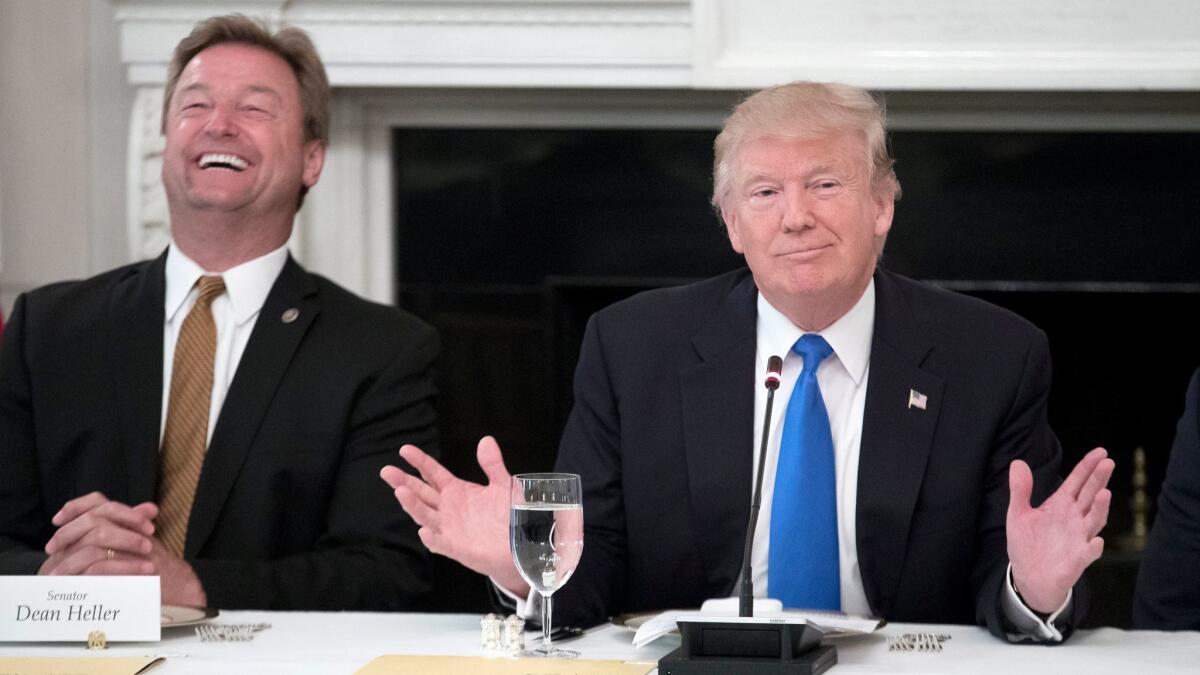 U.S. Sen. Dean Heller of Nevada at the White House with President Trump in July.