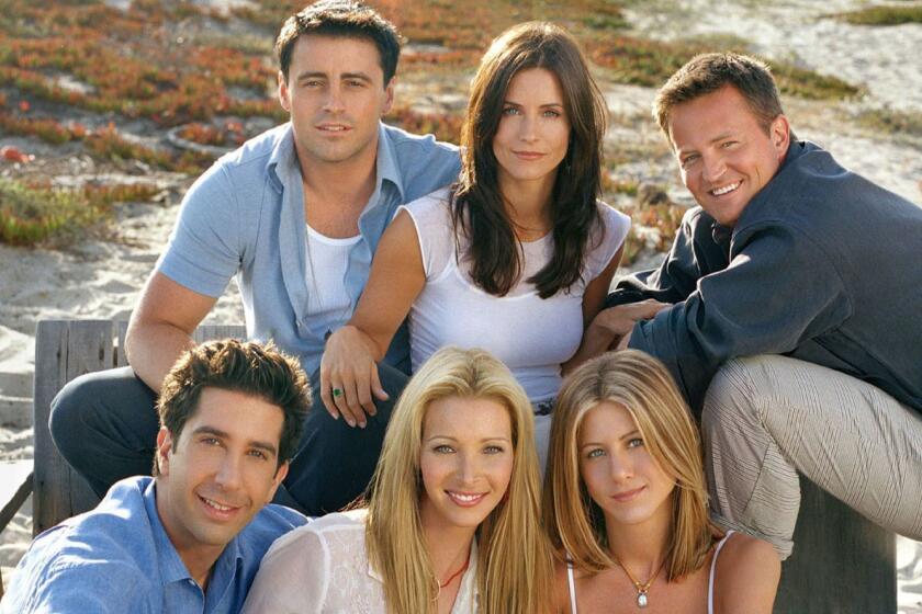 Story Slug: apeop05.ART|apeop05.ART ** FILE ** Actors from the NBC series "Friends" are shown, top row left to right, Matt LeBlanc, Courteney Cox Arquette, Matthew Perry, and bottom row right to left, Jennifer Aniston, Lisa Kudrow, David Schwimmer, in this undated handout photo. The characters on NBC's ''Friends'' love their recliners-and now, the actors who play them have designed their own chairs for charity. The cast created recliners for La-Z-Boy, which will be auctioned off on eBay from May 12-22, 2003, to benefit the Elizabeth Glaser Pediatric AIDS Foundation. (AP Photo/NBC Warner Bros., Lance Staedler, File) ORG XMIT: NY116