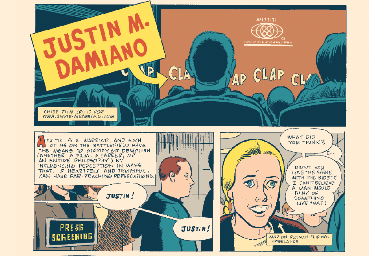 The opening of Daniel Clowes' "Justin M. Damiano." Used with permission.