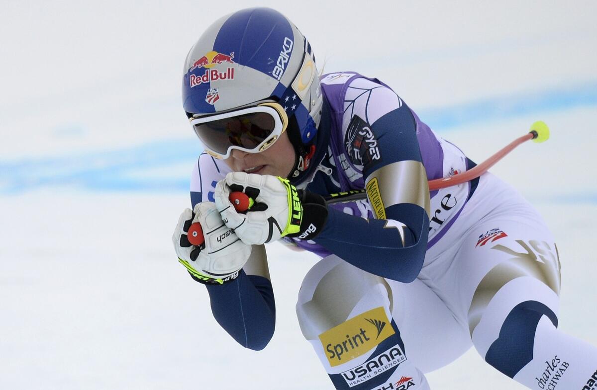 American skier Lindsey Vonn takes part in a World Cup training session in France on Thursday.