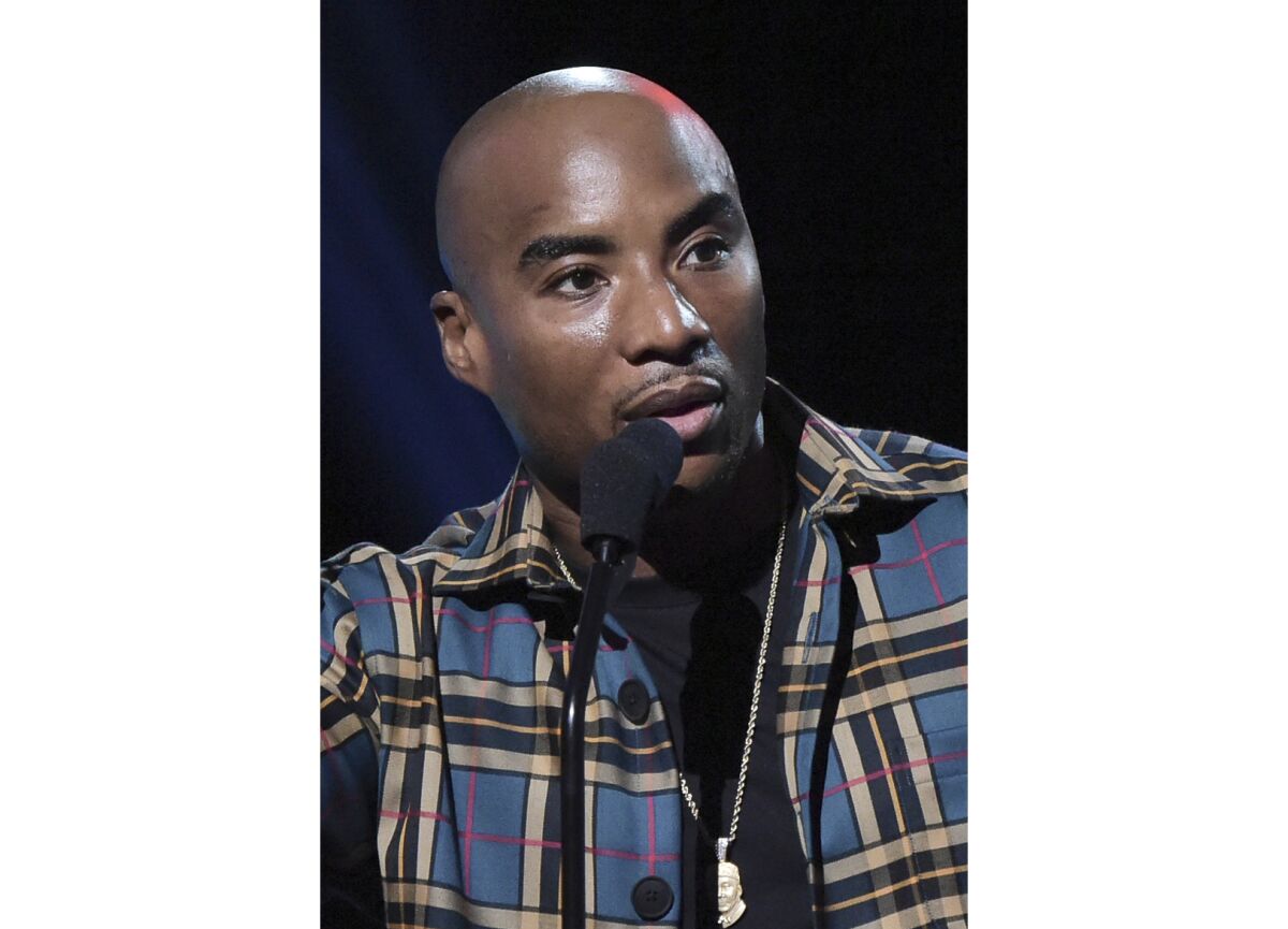 FILE - Charlamagne tha God appears at the 2019 iHeartRadio Podcast Awards in Burbank, Calif., on Jan.18, 2019. The popular radio host and podcaster has a new late-night talk show “Tha God’s Honest Truth with ‘Charlamagne’ Tha God,” which airs Fridays on Comedy Central. (Photo by Richard Shotwell/Invision/AP, File)