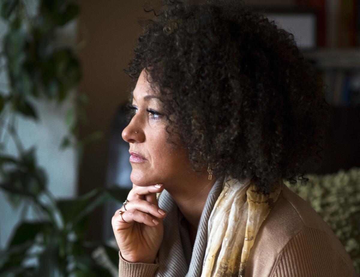 Rachel Dolezal, president of the Spokane, Wash., chapter of the NAACP, in March. She resigned Monday after questions over whether she lied about her racial identity.