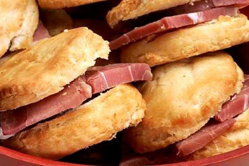 SOUTHERN FAVORITE: Sliced ham and biscuits.