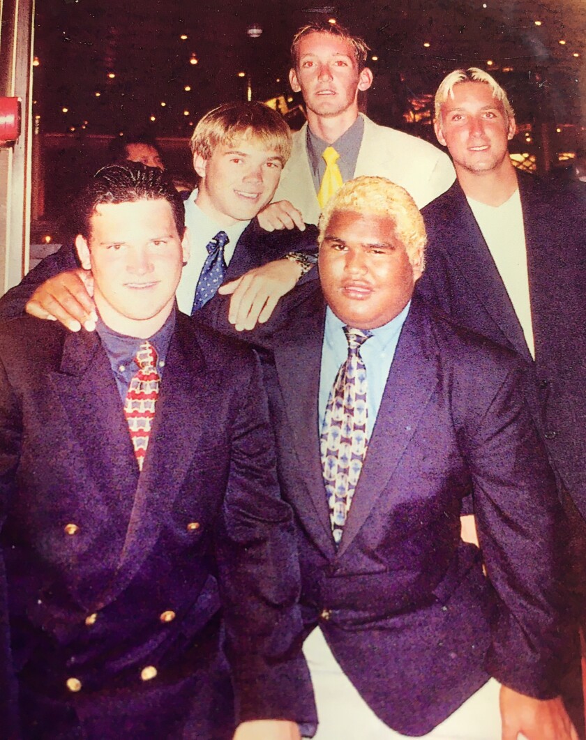 Nate Soroko, bottom right, with cousins Micah, Brady, Matt Grover and unnamed friend on a Caribbean cruise