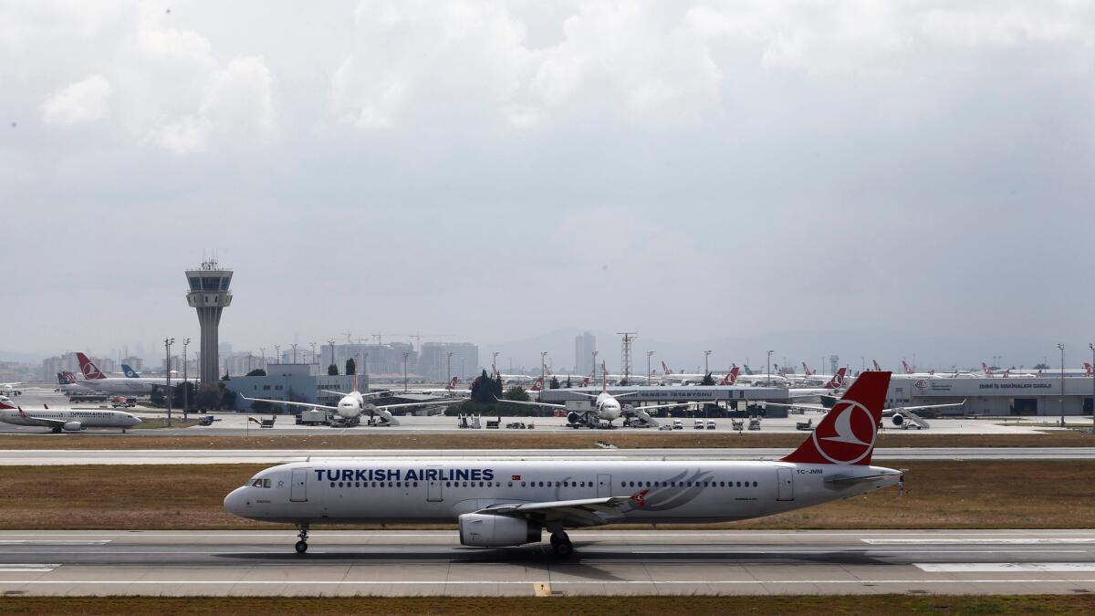 Saturday's flights between Los Angeles International Airport and Istanbul were canceled after a coup attempt in Turkey.