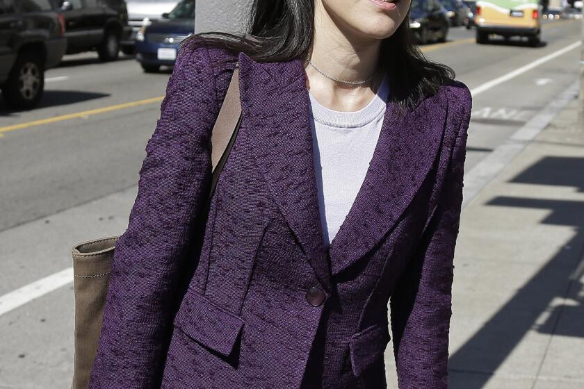 Ellen Pao leaves the Civic Center Courthouse during a lunch break in her trial in San Francisco. Pao has said she was abruptly fired after filing her lawsuit alleging gender discrimination at the firm. The firm has said she had a history of conflicts with colleagues.