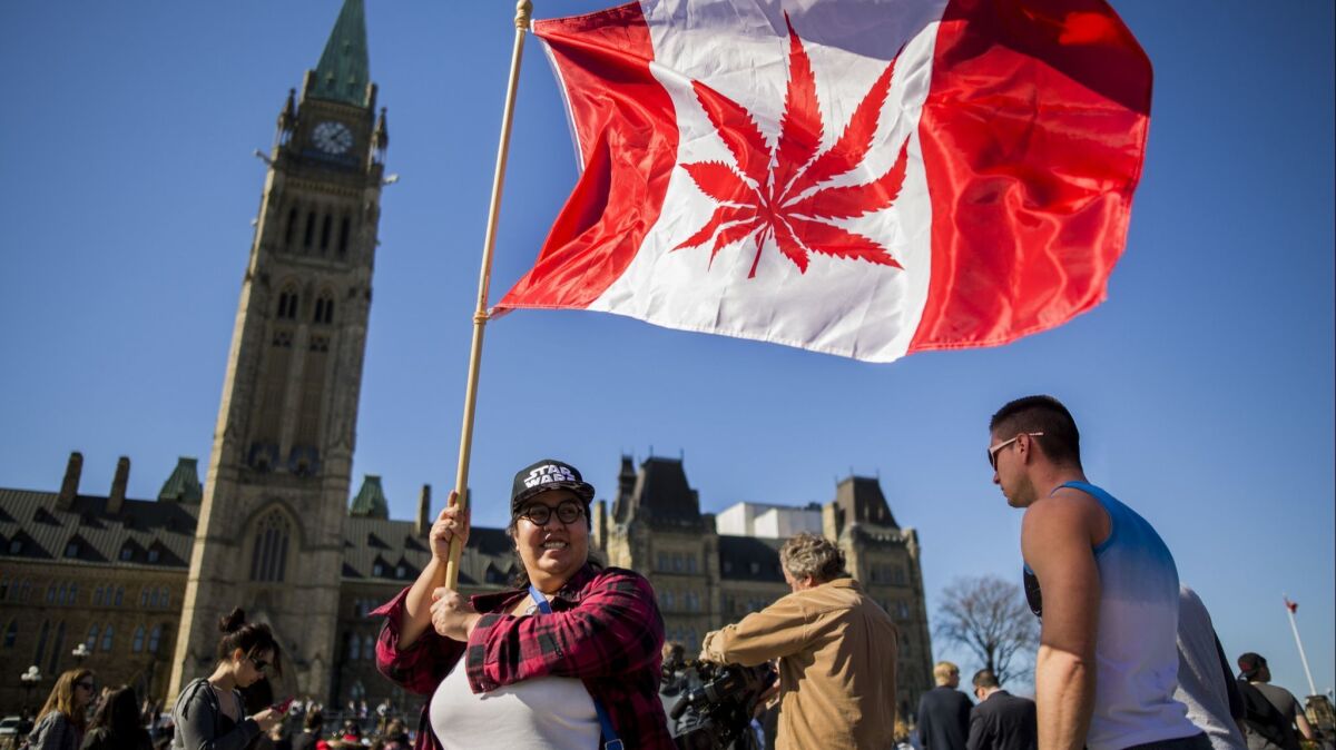 Canadians celebrate National Marijuana Day on Parliament Hill in Ottawa in 2016.