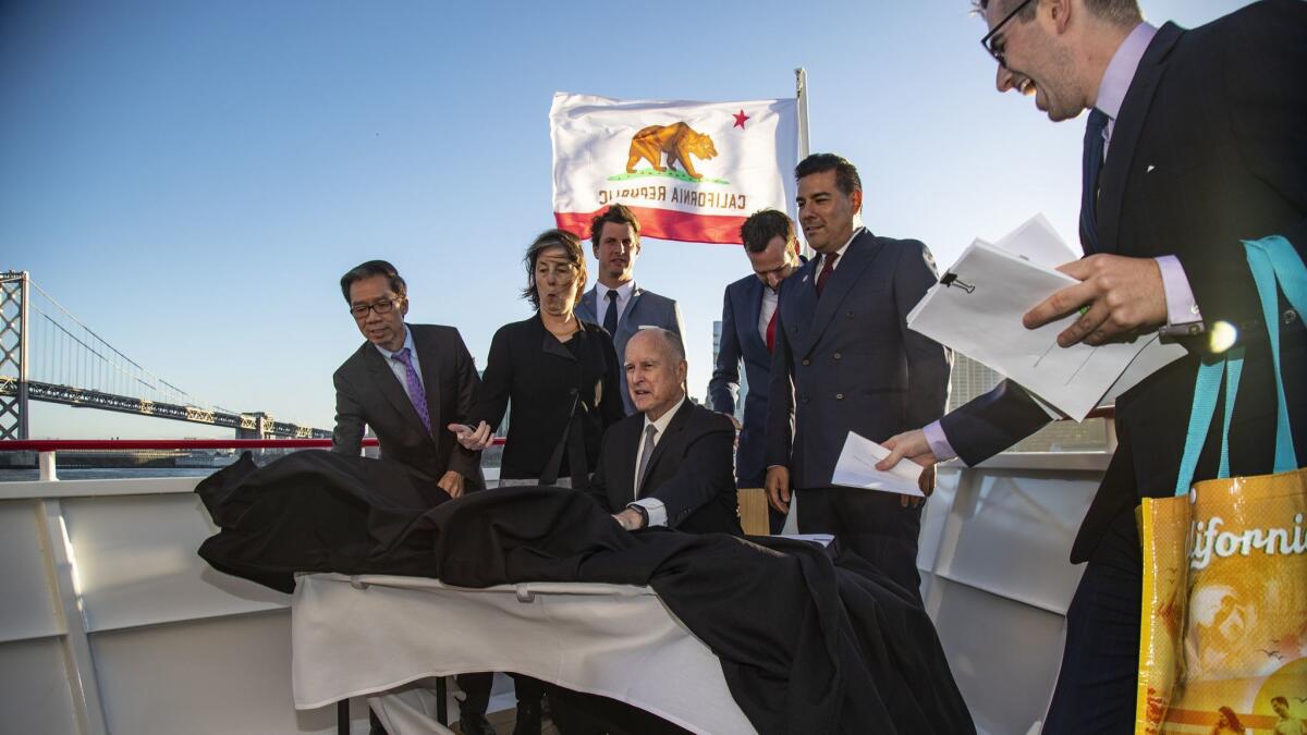 Jerry Brown closed his global climate summit in San Francisco on Friday with a cosmic announcement: California will be launching a cutting-edge satellite into orbit to track and monitor the formation of pollutants that cause climate change.