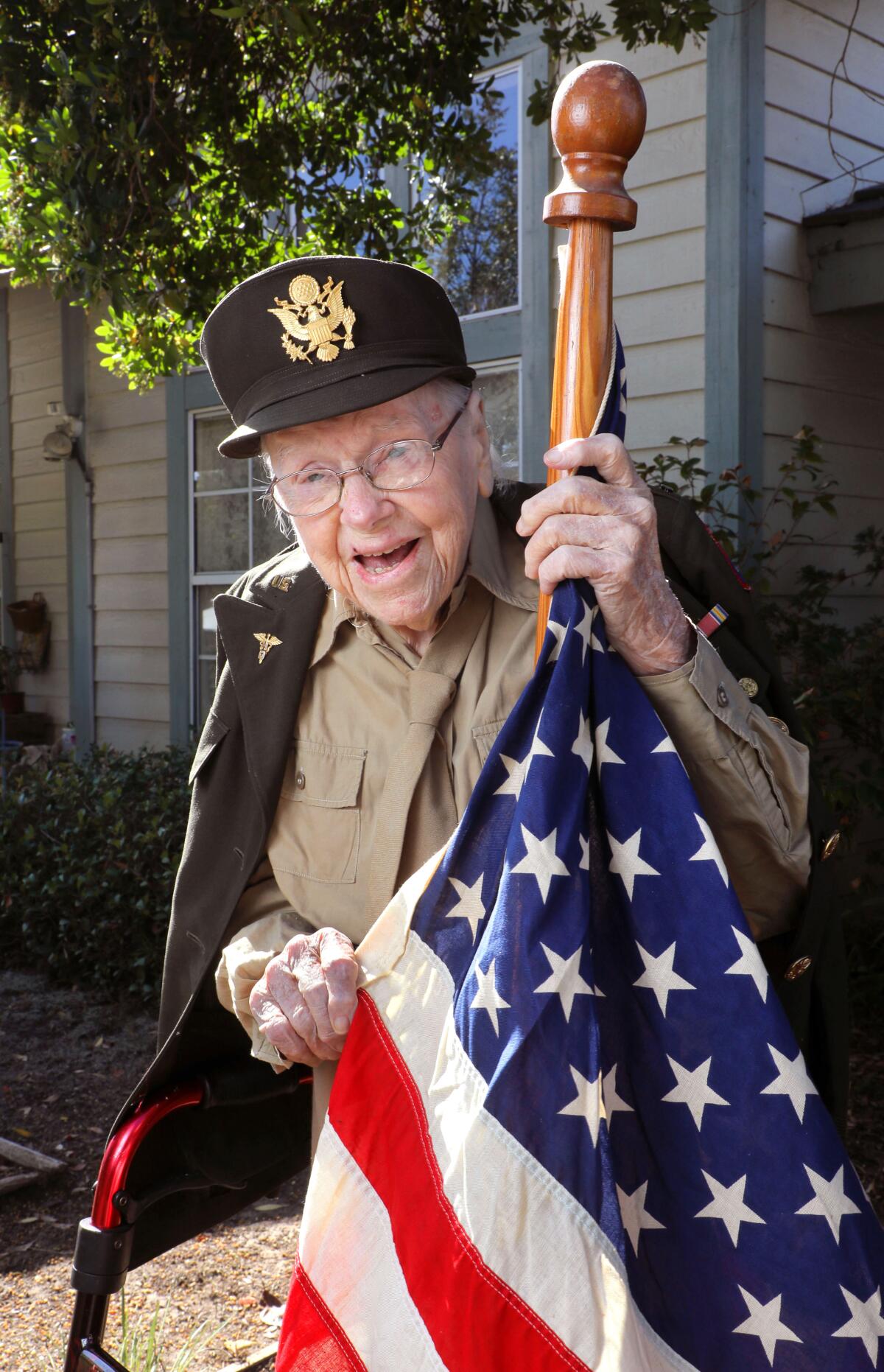 Portrait of 101-year-old veteran Betty Gilby at her Fallbrook home.  