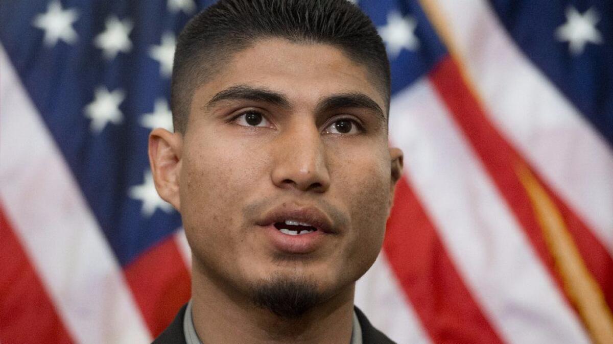 Mikey Garcia speaks at a news conference at the U.S. Capitol in Washington, D.C., on Feb. 4, 2014.