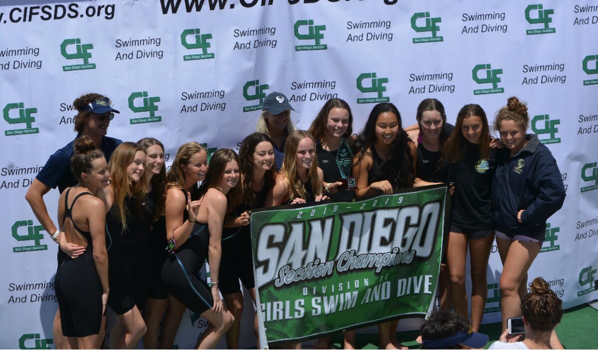 The La Costa Canyon girls swim team won the CIF championship in 2019.