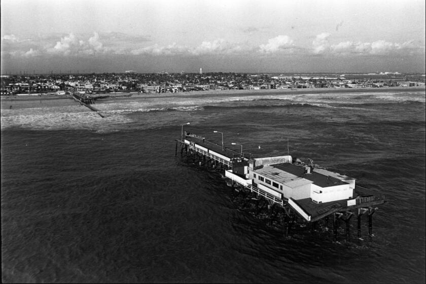 The Seal Beach Municipal Pier was destroyed during the winter of 1982-1983.