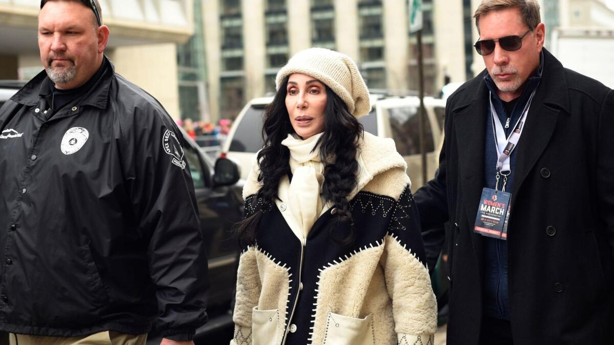 Cher arrives for the Women's March on Washington on Independence Ave.