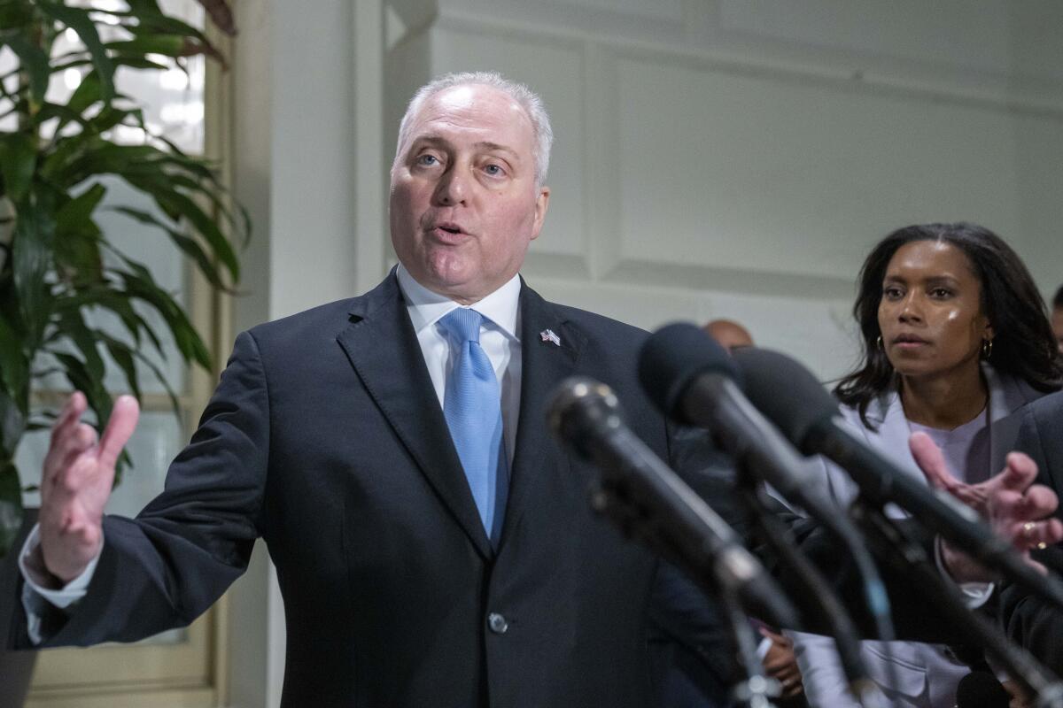 House Majority Leader Steve Scalise, seen on Capitol Hill Oct. 12, was briefly the Republican nominee for speaker. 