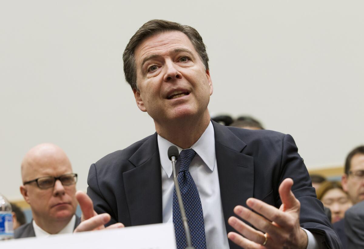 FBI Director James B. Comey testifies on Capitol Hill in March.