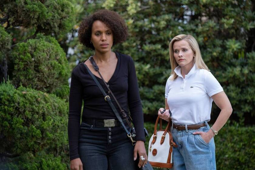 Kerry Washington and Reese Witherspoon in a scene from "Little Fires Everywhere."