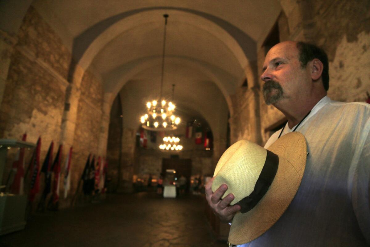 Men must remove their hats in the Alamo, and curator Richard Bruce Winders follows suit. The main building at the Alamo is called the "Shrine" in honor of the 200 or so men killed during the battle in 1836.