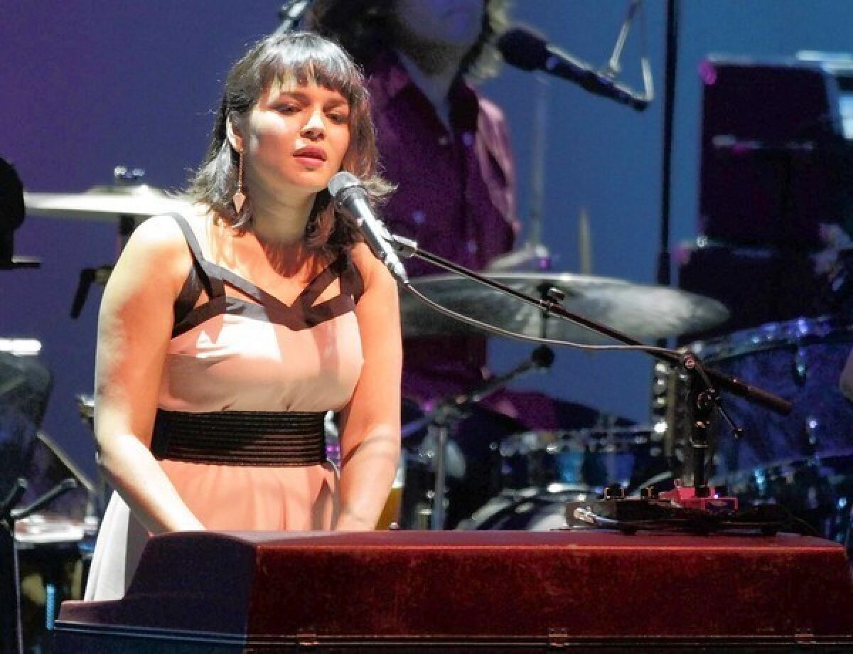 Norah Jones mixes old and new songs during her performance at the Hollywood Bowl.