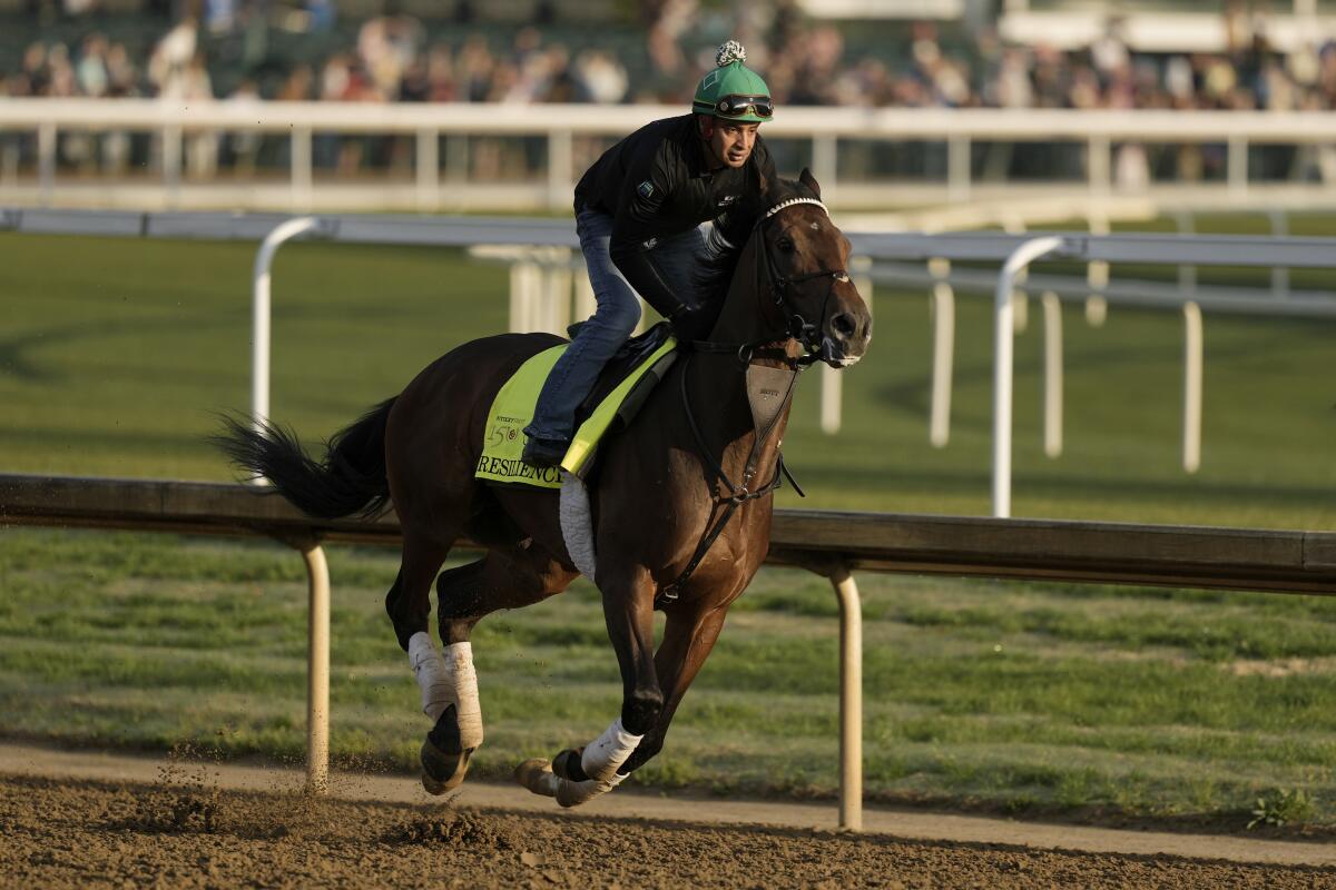 Kentucky Derby hopeful Resilience works out at Churchill Downs on Wednesday.