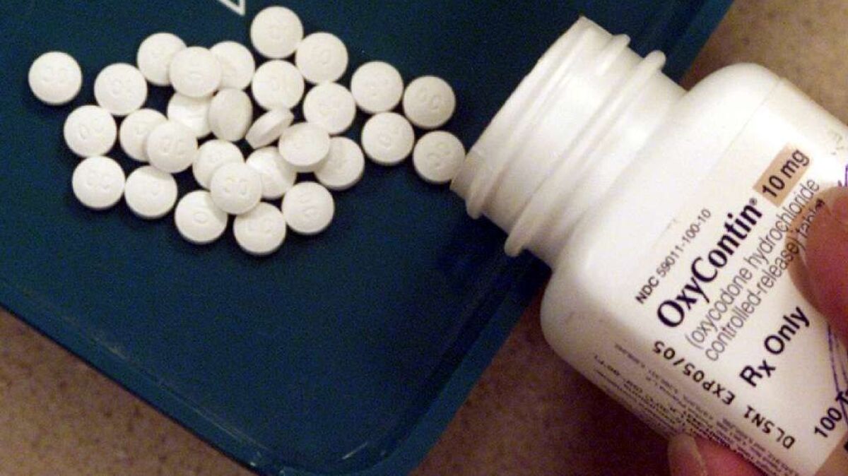 Oxycontin pills, a brand-name version of opiate-based prescription painkillers.