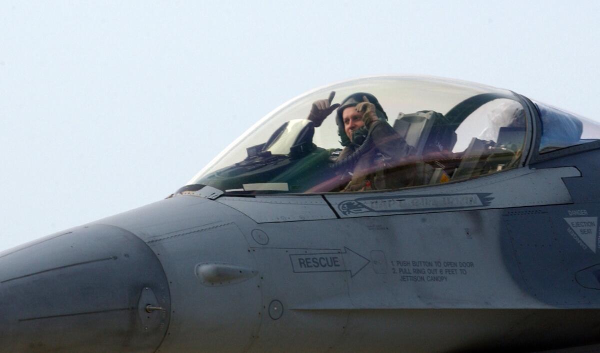 A U.S. Air Force website shows a F-16 prepares for takeoff from an air base in Turkey in 2003. U.S. warplanes may soon be returning to warfare in the Mideast, this time in Syria.