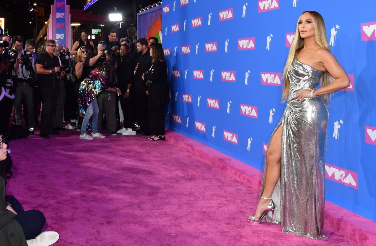 US singer Jennifer Lopez attends the 2018 MTV Video Music Awards at Radio City Music Hall on August 20, 2018 in New York City.