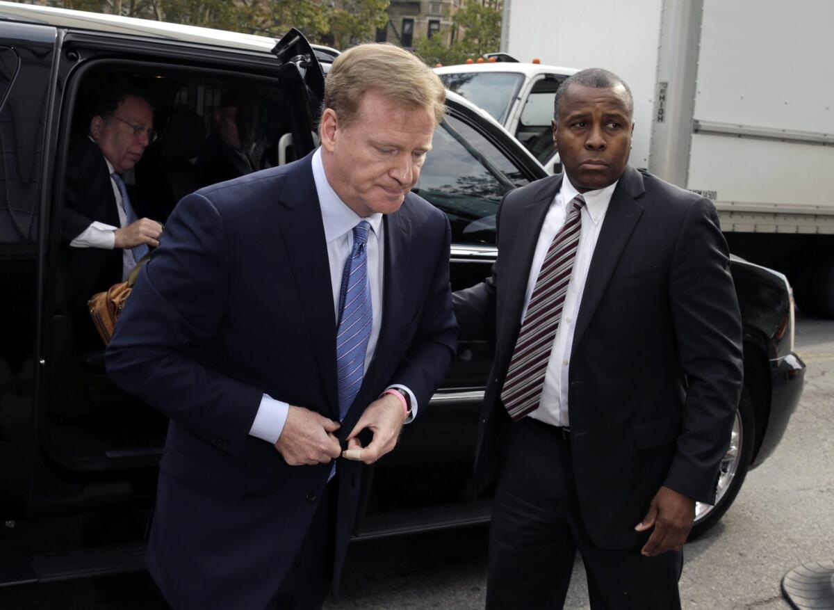 NFL Commissioner Roger Goodell arrives at court in New York on Aug. 31.