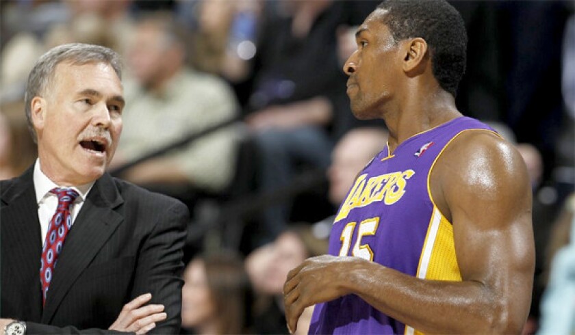 Metta World Peace, right with Mike D'Antoni, was retroactively assessed a flagrant foul.