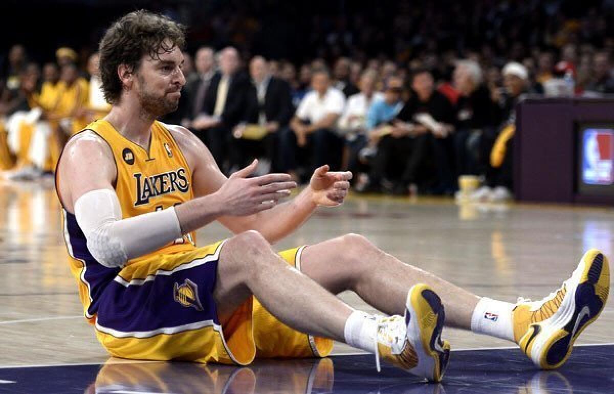 Lakers power forward Pau Gasol missed several games this season with injuries, including his aching knees.